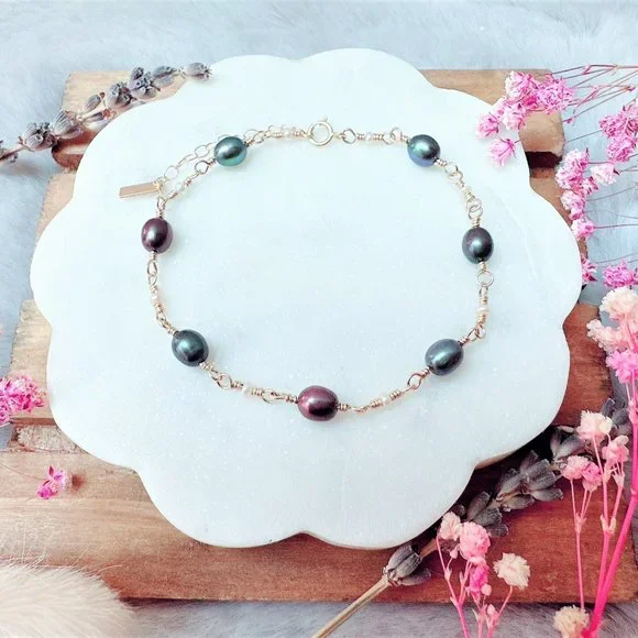 MM H Designs Jewelry New Peacock And Tiny White Freshwater